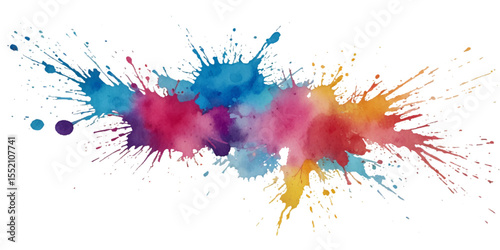 Vector abstract colorful rainbow holi paint and colorful cloud smoke powder explosion isolated on transparent wide panorama background.	