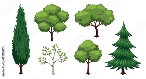 Collection of various tree illustrations for nature and landscape design vector illustration