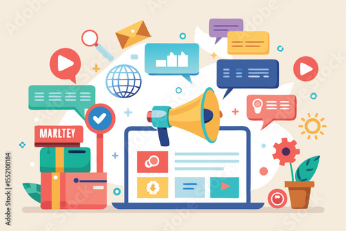 Marketing strategy plan outlines attention announcement on public relations tools and digital engagement tactics for effective brand communication in the digital age