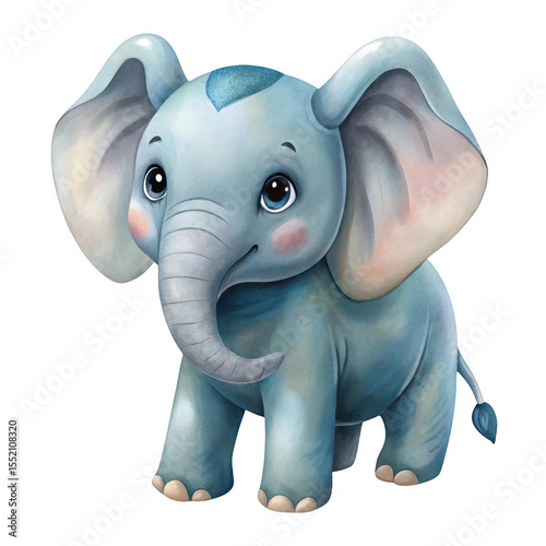 Cartoon baby elephant illustration isolated on transparent background