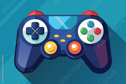 Modern vector gaming controller featuring geometric buttons in vibrant colors suitable for gaming enthusiasts and designers for digital projects