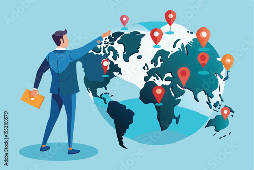 Global business leaders strategizing expansion by opening new company branches in various countries to increase market presence and drive growth