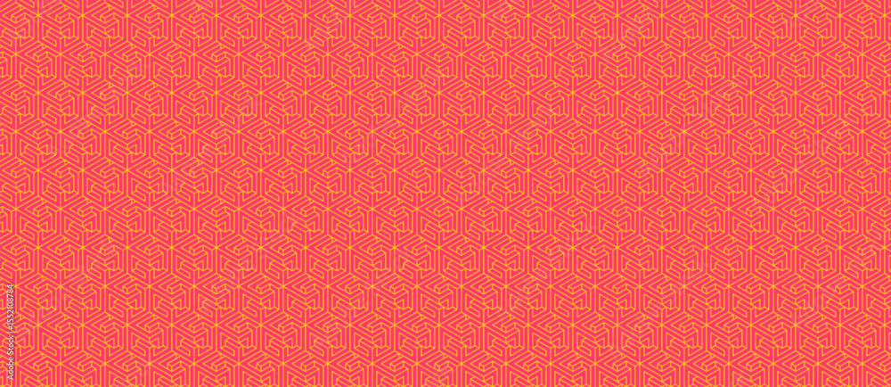 Fototapeta premium Vibrant coral geometric pattern. Intricate design ideal for backgrounds, textiles, and website design. Repeatable texture evokes energy and modern aesthetics.