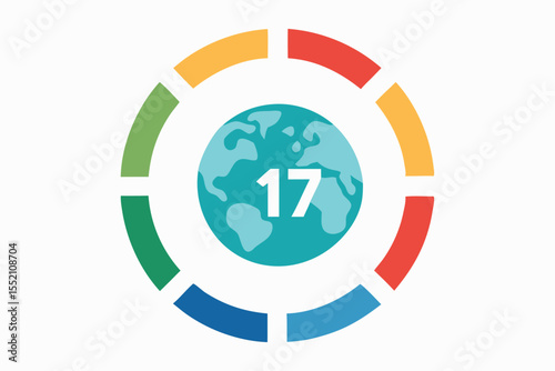 Minimalist UN Logo with Glowing SDG Icons Circle Vector for United Nations Day.