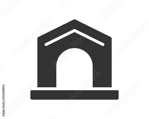 Simple geometric icon of a house with an arched doorway. A symbol of shelter, home, or entry. Great for real estate, construction, or architectural designs. Clean and modern.
