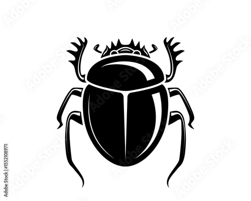 Elegant silhouette of a scarab beetle. Symbol of transformation, rebirth. Ideal for graphic design, tattoos, or cultural projects. Timeless and versatile.