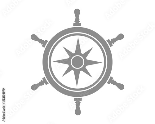 Classic nautical ship wheel vector graphic. Symbolic of direction, control, navigation, and exploration. Ideal for maritime themes or leadership concepts.