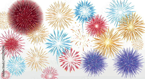 Vibrant fireworks display celebration vector for festive designs vector illustration