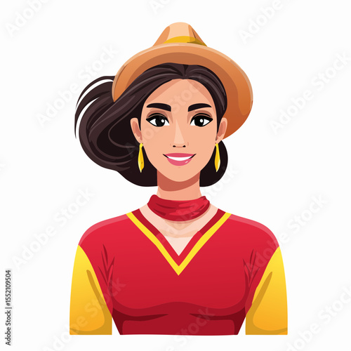 Smiling Young Woman Wearing Straw Hat and Cheerful Sweater
Outdoor-Themed Female Avatar with Joyful Personality in Flat Design
Ideal for Nature, Travel Blogs, or Lifestyle and Wellness Content
Vector 