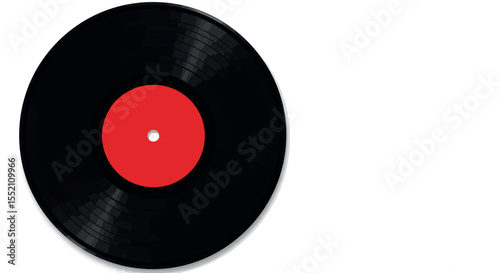 Retro vinyl record with red label for music design projects vector illustration
