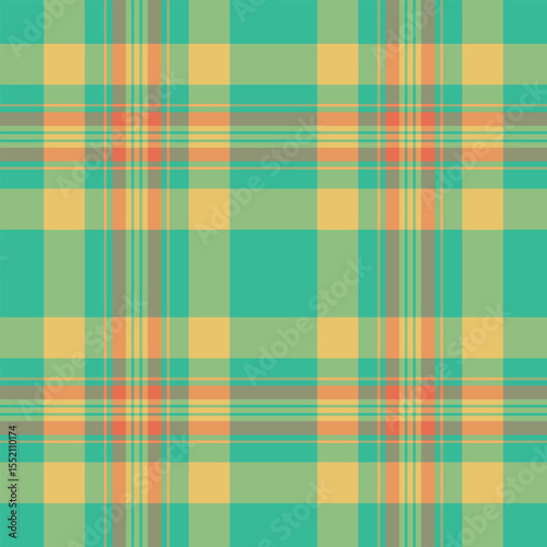 Vibrant tartan pattern design. A colorful, symmetrical, and checked textile design ideal for backgrounds, fashion, or textured surfaces.
