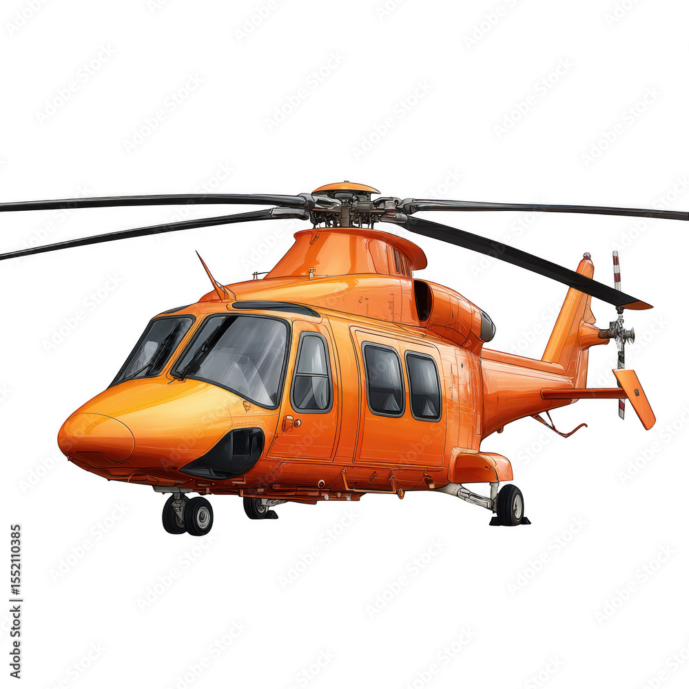 Fototapeta premium Orange helicopter illustration isolated on transparent background