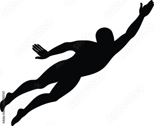 Swimming athlete silhouette in mid stroke with dynamic body motion design silhouette vector
