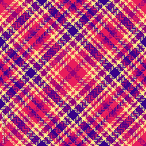 Vibrant pink, purple, and cream plaid pattern.  Perfect for textile design, fashion, or web backgrounds. This seamless texture evokes warmth and style, ideal for creating autumnal or cheerful designs.
