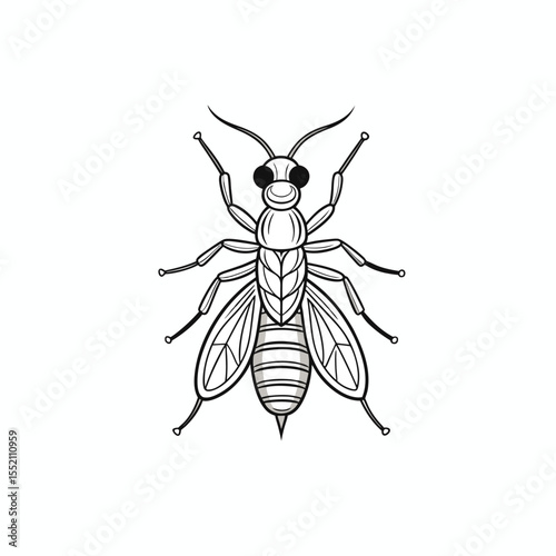 vector line art of termite on white background 