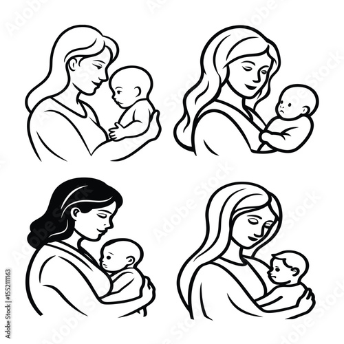 Mother and Baby Illustrations Tender Moments of Maternal Love