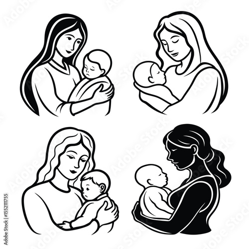 Mother and Child Illustrations A Set of Tender Loving Moments
