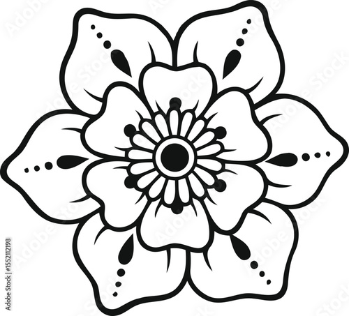 A delicate flower in full bloom symbol of growth and beauty with intricate petal details and bold