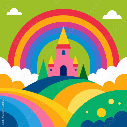 Rainbow over the Lush Forest: Capturing the natural beauty of the forest, a vibrant rainbow arcs across the sky, offering a picturesque view