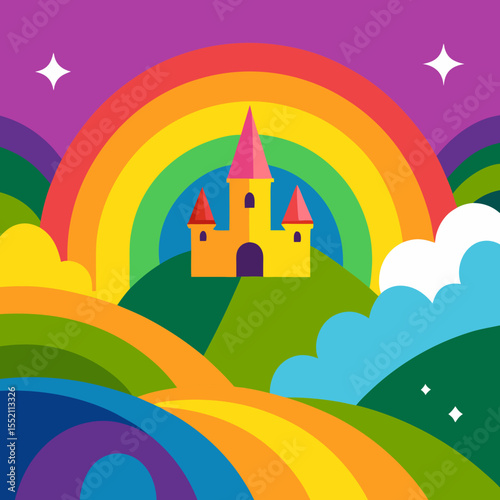 Rainbow over the Lush Forest: Capturing the natural beauty of the forest, a vibrant rainbow arcs across the sky, offering a picturesque view