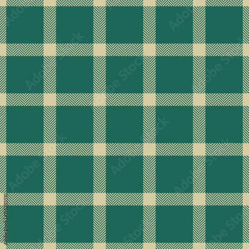 Elegant teal and beige herringbone plaid pattern.  Perfect for textile design, website backgrounds, or seasonal projects.  This timeless design evokes feelings of warmth and sophistication.