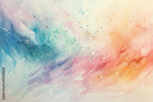 Soft pastel watercolor painting with expressive brushstrokes and delicate color blends