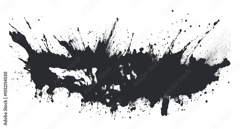 Fototapeta premium Abstract Black Ink Splatter Texture Isolated on White Background Vector Art 