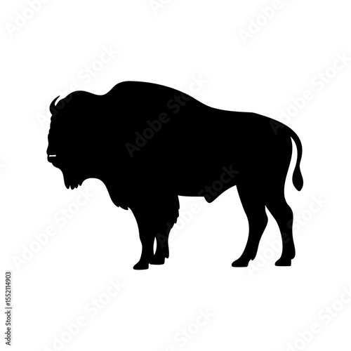Buffalo silhouette vector, Bison buffalo black silhouette