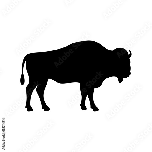 Buffalo silhouette vector, Bison buffalo black silhouette