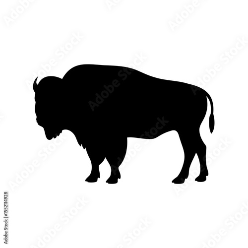 Buffalo silhouette vector, Bison buffalo black silhouette