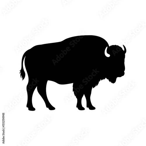 Buffalo silhouette vector, Bison buffalo black silhouette