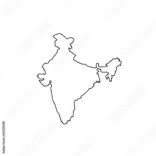 Simple black outline map of India, showing its geographical shape.