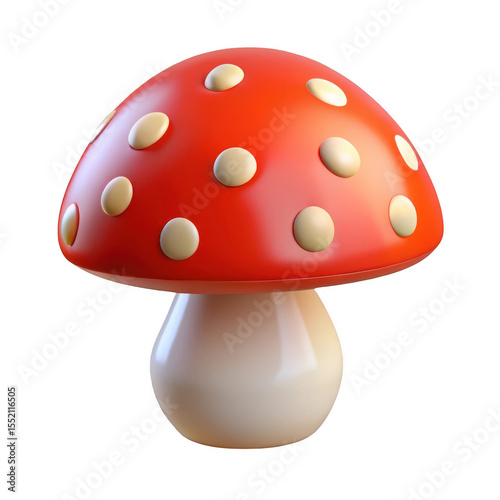 Red mushroom with white spots isolated on transparent background