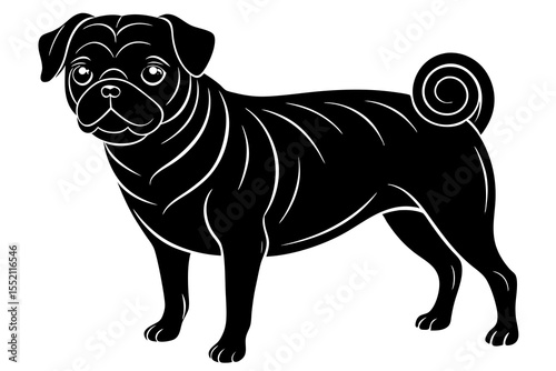 pug dog silhouette vector illustration
