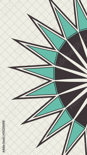 Modern abstract geometric design with turquoise and black triangles on a white background