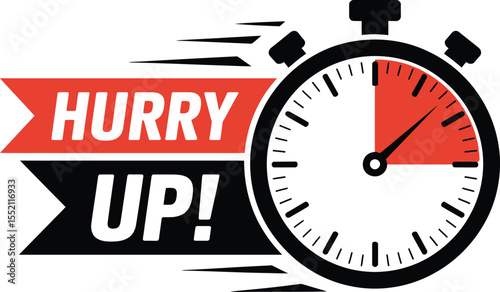 Dynamic Hurry Up Icon with Stopwatch Symbolizing Urgency and Time Pressure for Sales and Promotions to Drive Immediate Action