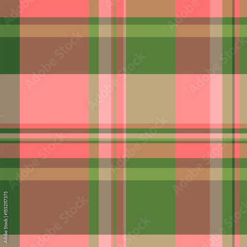 Japanese seamless texture check, endless fabric pattern tartan. String plaid textile vector background in orange and green colors.