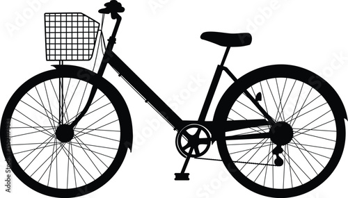 Detailed bicycle silhouettes various poses isolated on transparent background