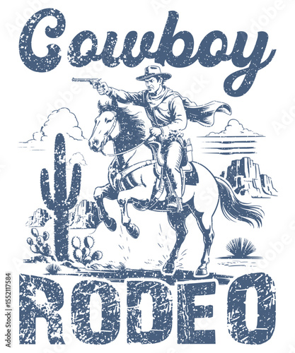 Vintage Rodeo Cowboy T-Shirt 90s Western Graphic Tee 4th of July Patriotic Rodeo Shirt