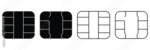 Silhouette of EMV chip, EMV chip icon vector set. Sim card icon vector set. Silhouette of mobile sim symbol and sign. Dual sim card icon vector illustration.
