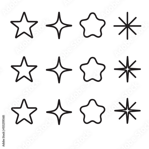 Set of line art stars 