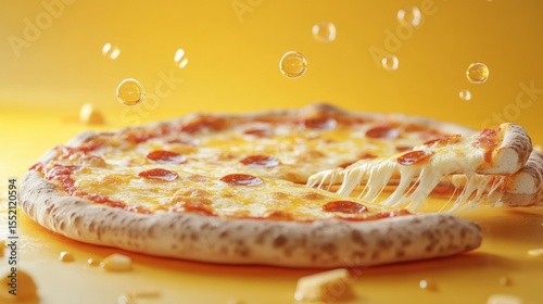 Pizza menu poster mockup with cheese pull and price bubble