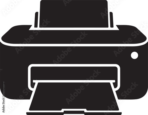 Modern Printer Icon In Clean Black Silhouette Vector
