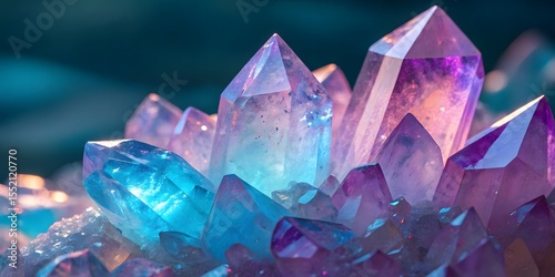 Wallpaper Mural Vibrant Amethyst Crystal Cluster Illuminated with Ethereal Blue and Purple Light Torontodigital.ca