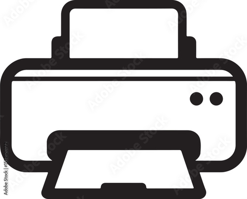Flat Printer Outline Image In Clean Vector Silhouette Format