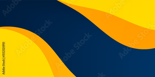 abstract background featuring a bold yellow wave flowing into a dark blue gradient. Ideal for modern business designs, tech banners, or creative presentations.