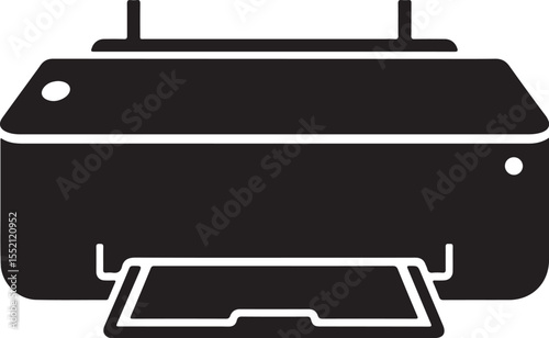 Black And White Vector Printer Icon In Silhouette Format