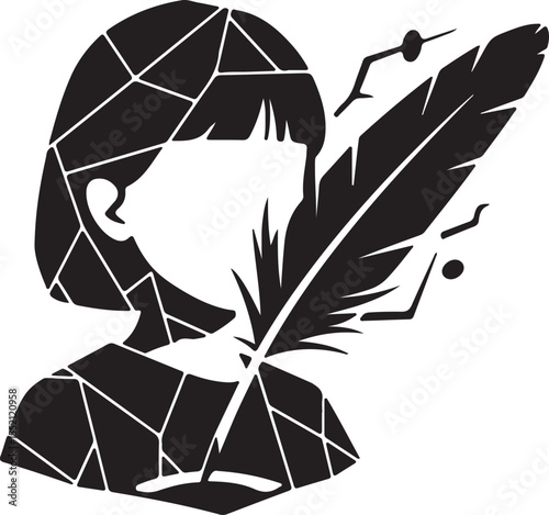 Geometric Girl with Quill A Digital Art Piece