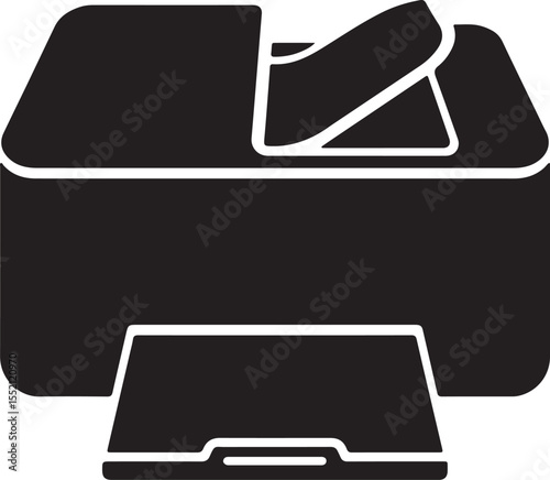 Flat Silhouette Printer Icon For Office And Technology Use