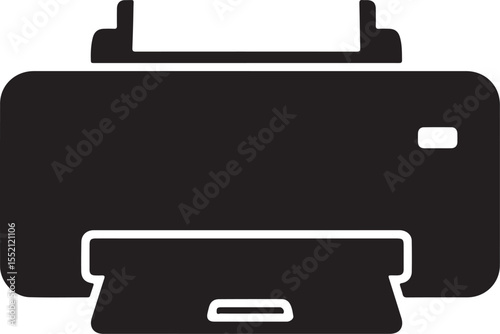 Minimal Printer Graphic In Vector Silhouette Format
